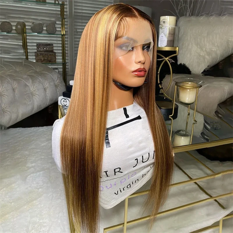 Ash Blonde Colored Lace Frontal Wig Straight Brazilian Remy Human Hair Wigs For Women Glueless HD Transaprent Lace Closure Wigs