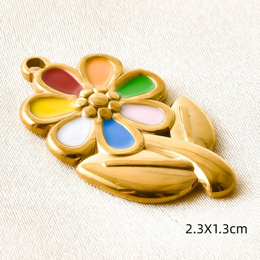 2 Stück romantische bunte Emaille-Anhänger „Happy Luck Giraffe Angel“ aus Edelstahl für die Schmuckherstellung, handgefertigter Schlüsselanhänger – Detail 9