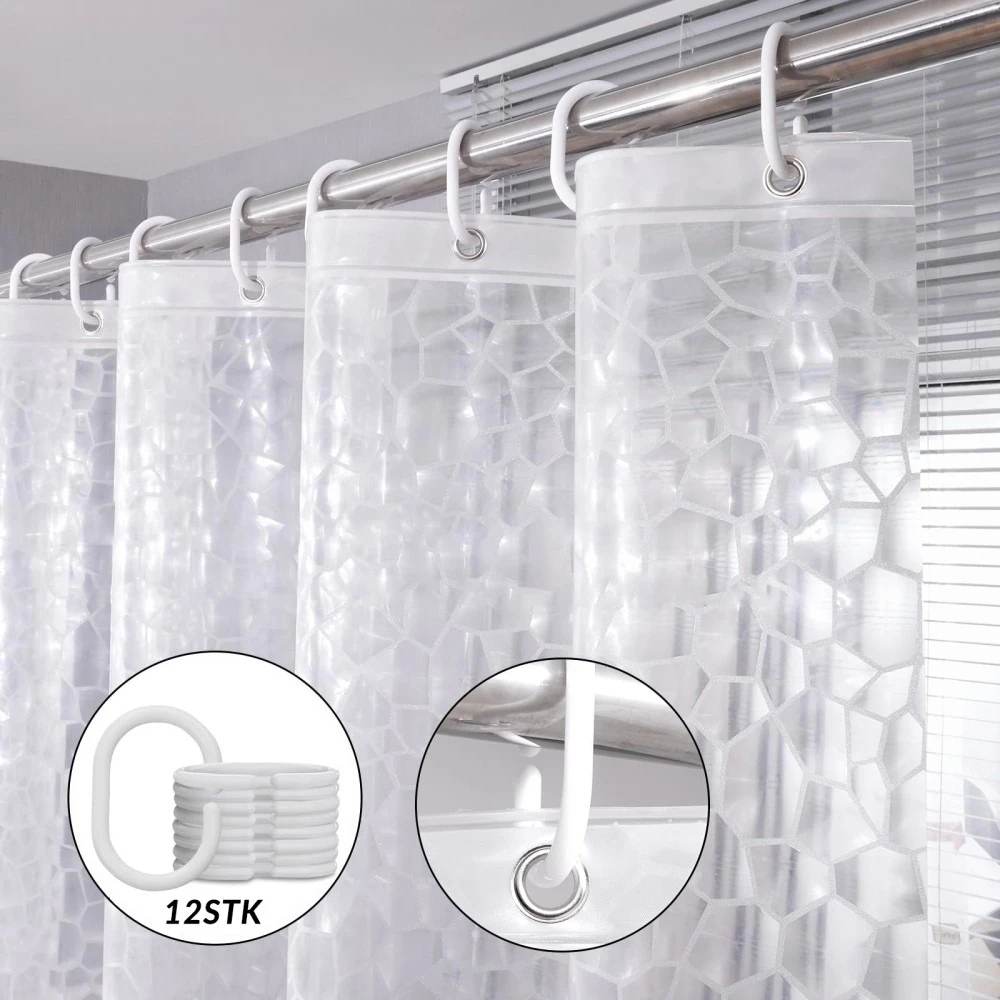 3D-Vorhänge, wasserdicht, robust, für Badezimmer, Badewanne, große Breite, Badabdeckung, 12 Haken, 180 x 200 cm
