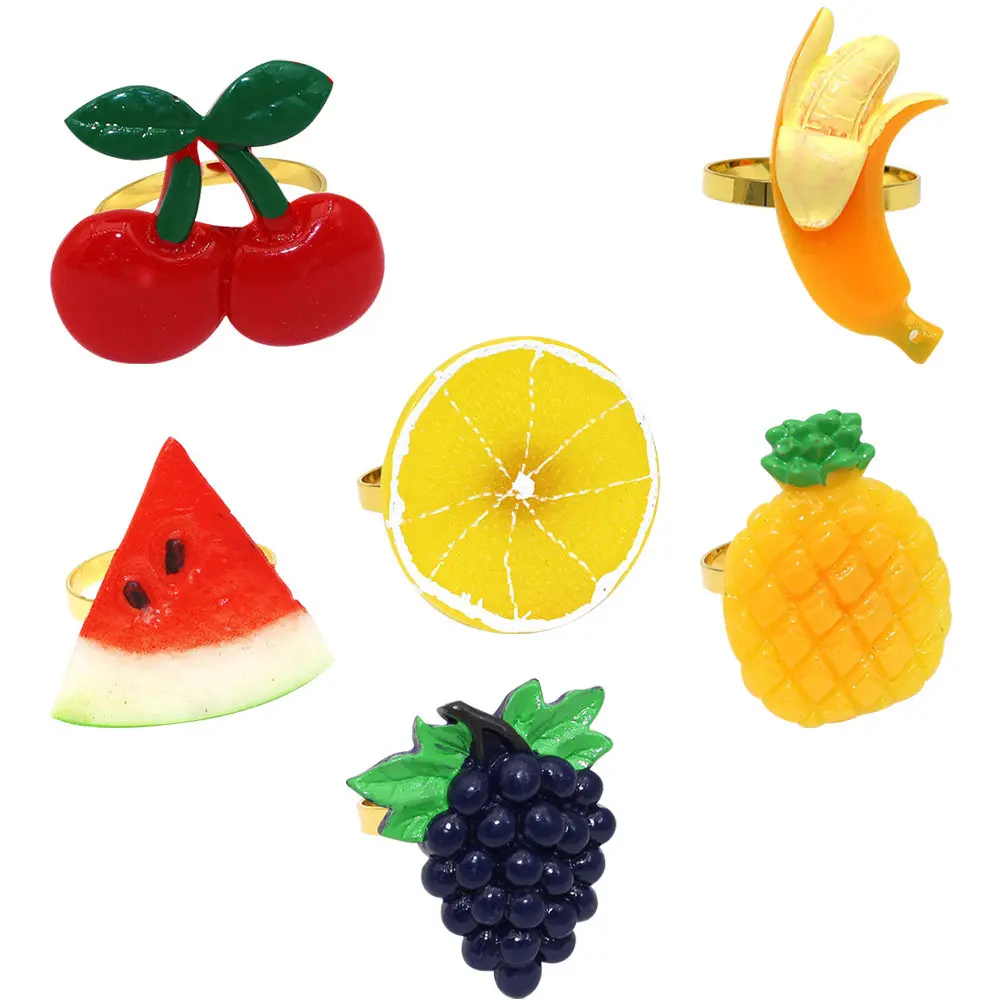 6Pcs Fruit Shaped Serviette Ring Premium Alloy Napkin Ring Holder Compact Lightweight Napkin Rings for Restaurant Home Table