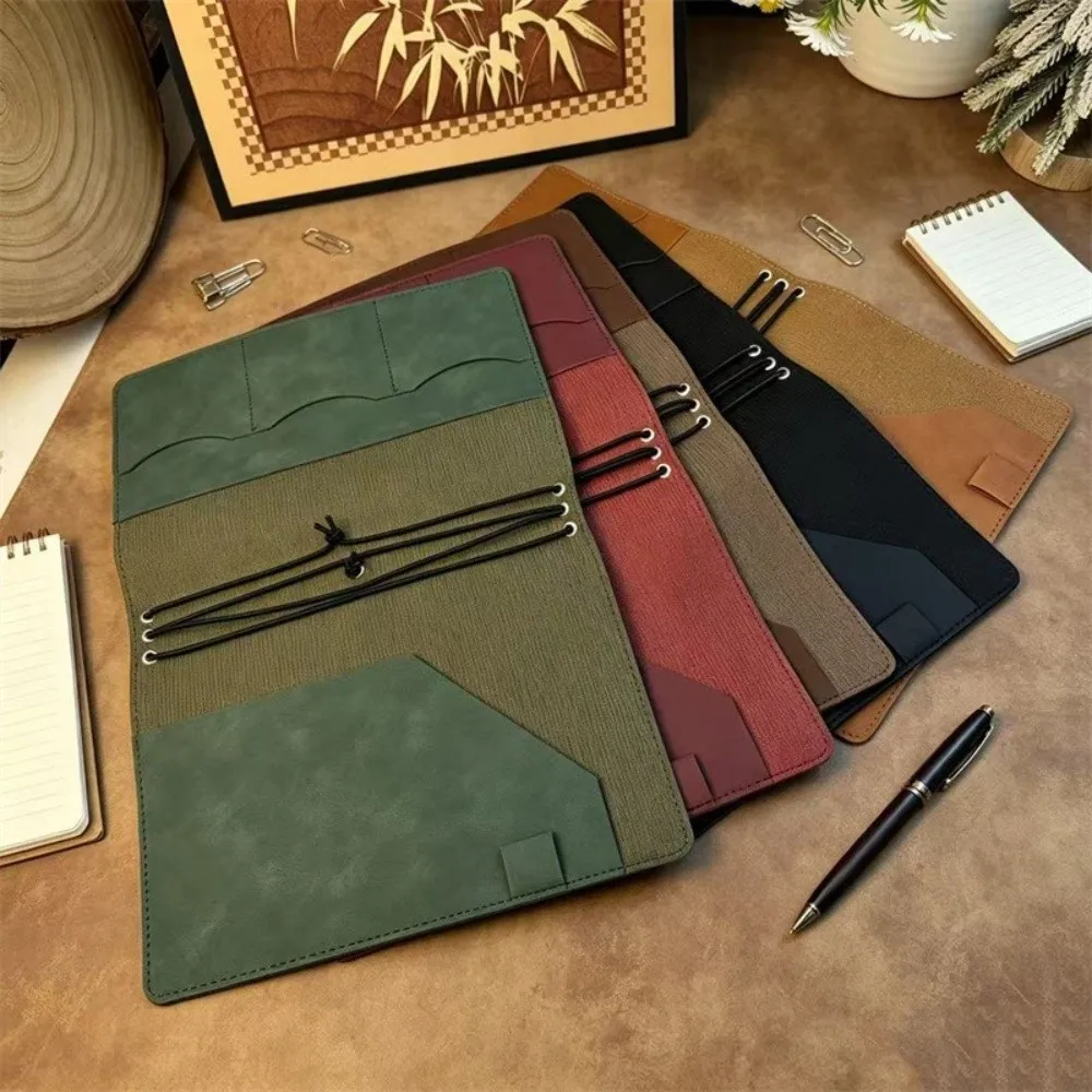 Leather Refillable Notebook Organizer A5 Portable Vintage Journal Cover Multifunctional Compact Document Organizer
