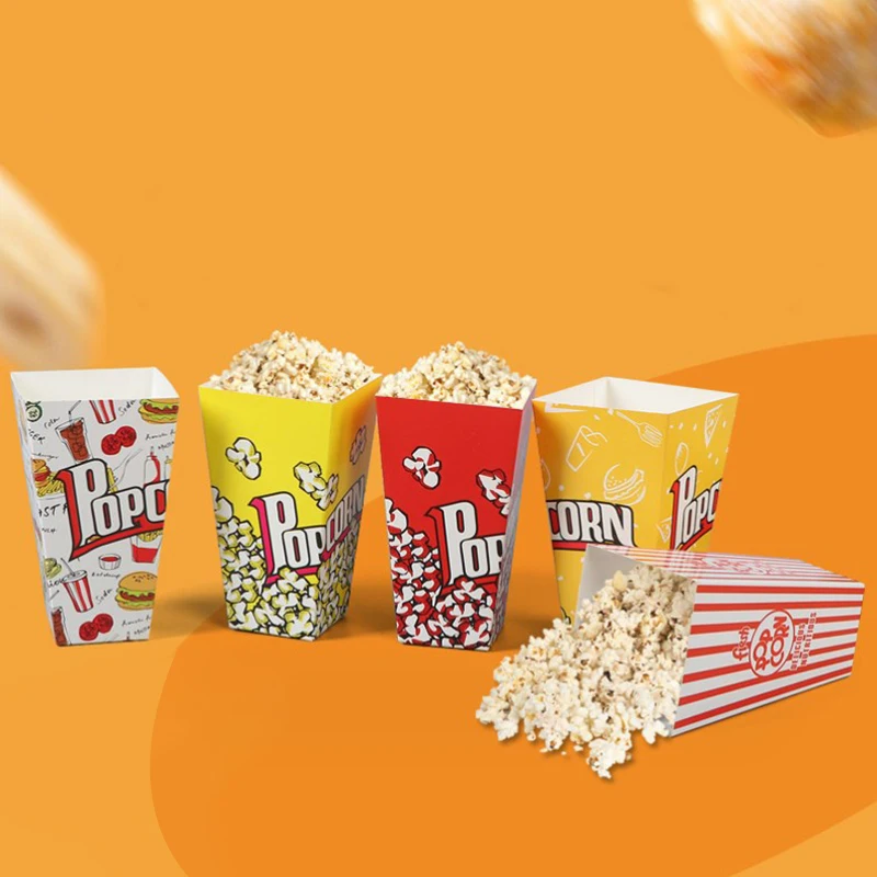 

10Pcs Striped Popcorn Paper Boxes Buckets Red White Stripes Bags Snack Containers For Baby Shower Birthdays Party Supplies