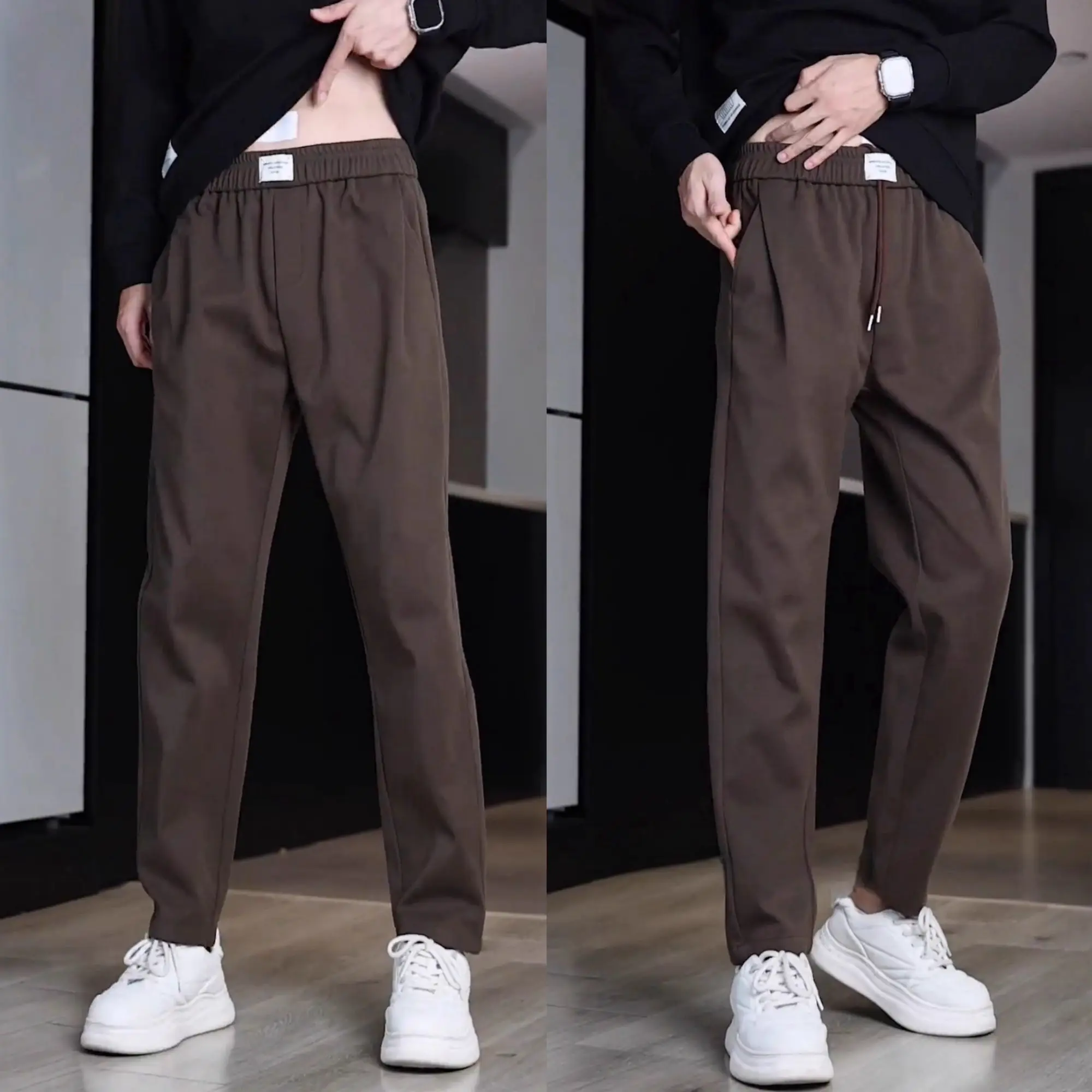 New 2026 Streetwear Clothing Drawstring Silky Drape Straight Trends Breathable Anti-Wrinkle Thin Baggy Men's Casual Pants Man