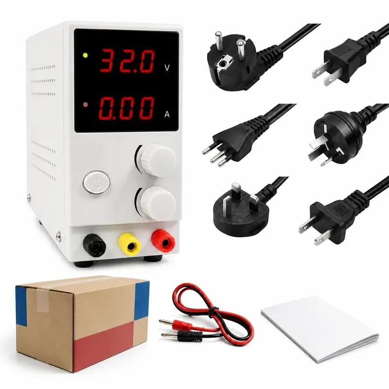30V 10A Adjustable DC Bench Power Supply 3‑LED Display Voltage Regulated Power Source For Lab Electronics Repair DIY Project