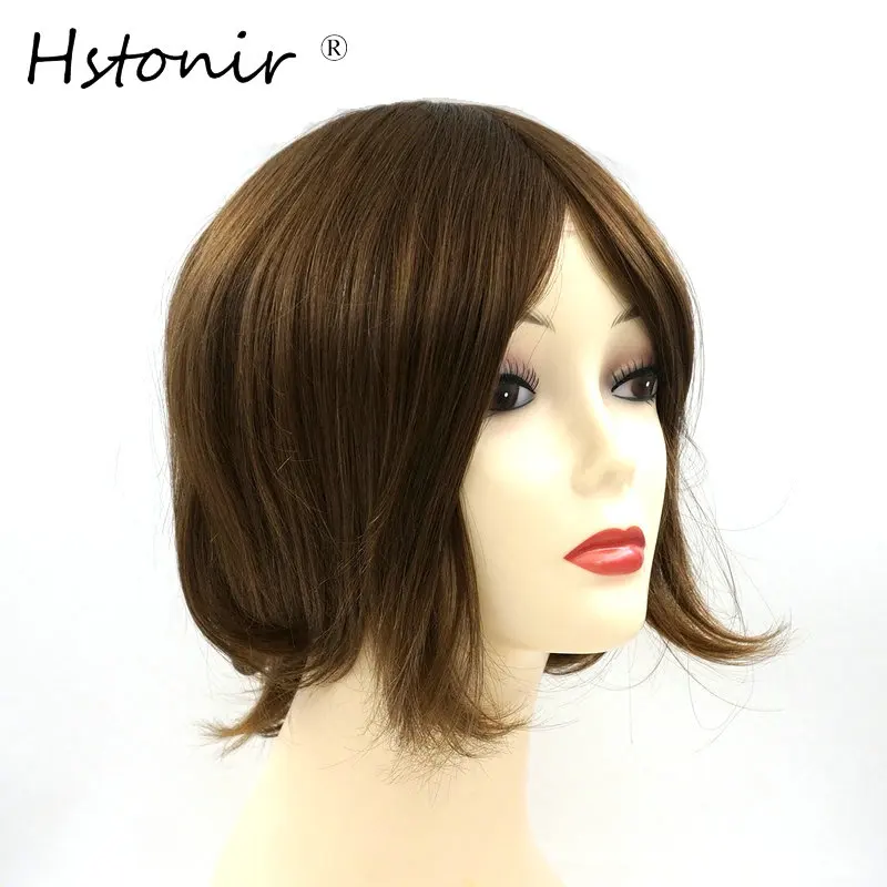 Hstonir Injection Toupee European Remy Hair Silky Straight Human Hair Replacement Skin Poly Base Human Hair Toppers H076