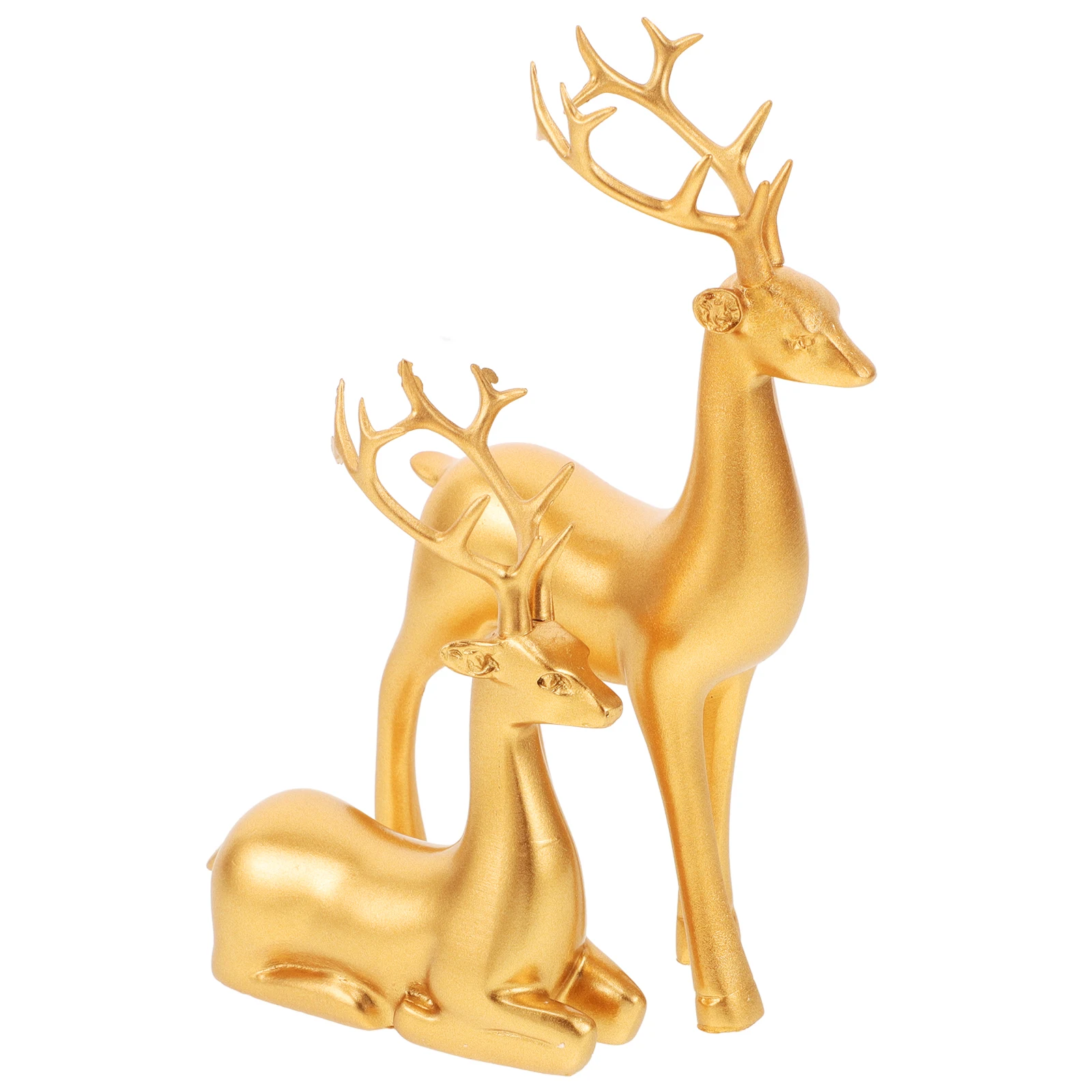 

2Pcs Festive Reindeer Sculptures Resin Deer Ornaments Christmas Elk Decor for Home Office Living Room Tabletop
