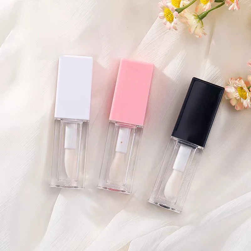 1Pcs Empty Portable 5ml Thick Wand Lip Gloss Tube Plastic Lip Glaze Tubes Square Full Clear Transparent Container