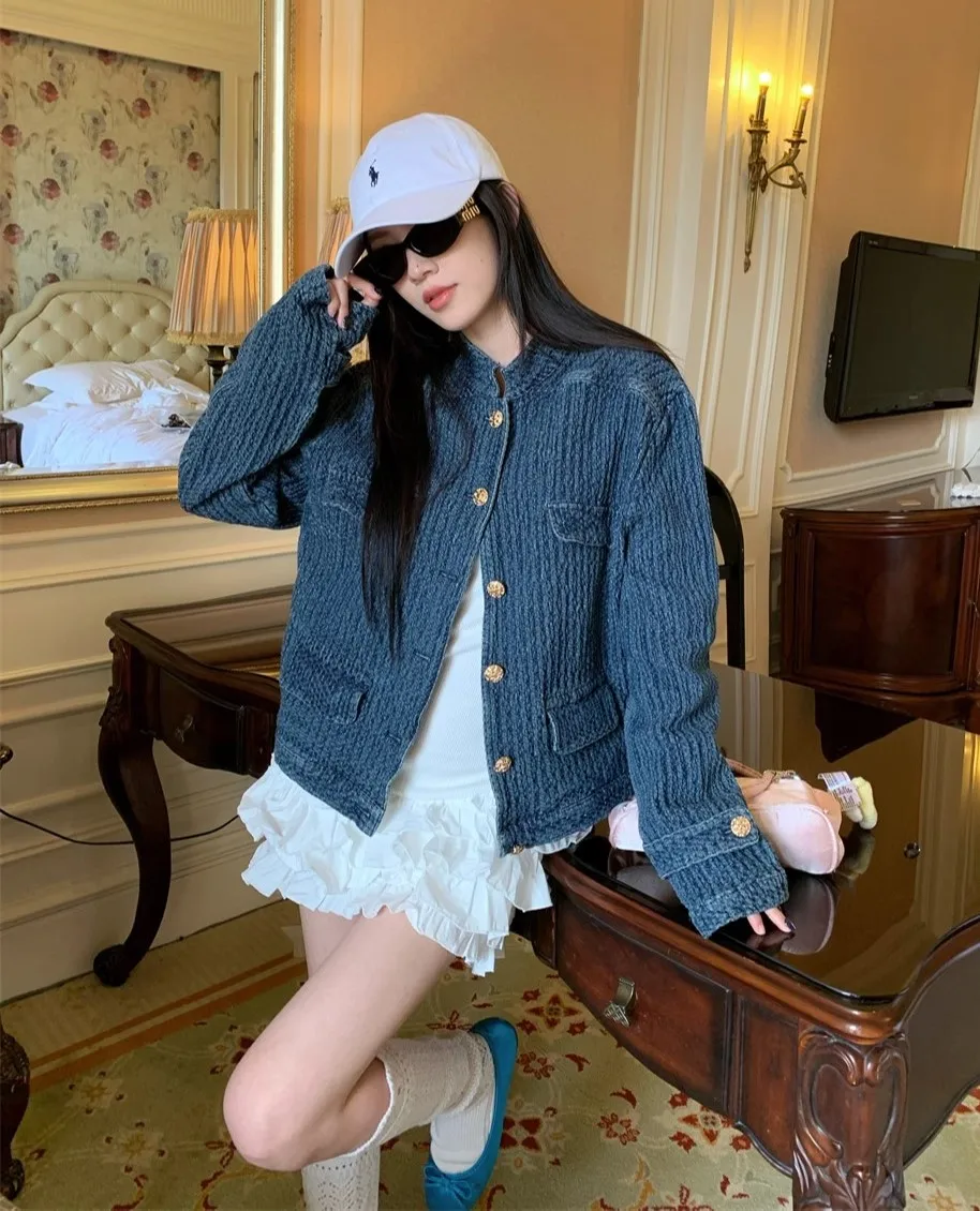 เสื้อแจ็คเก็ตทวีดโอเวอร์โค้ททรงโอเวอร์ไซส์สำหรับผู้หญิง ฤดูใบไม้ร่วง-ฤดูหนาว ประดับเลื่อม ผ้าขนสัตว์ มีเข็มขัด จับจีบ สไตล์วินเทจ แฟชั่น ผ้าชีฟอง ทรงเจ้าหญิง หลากสี