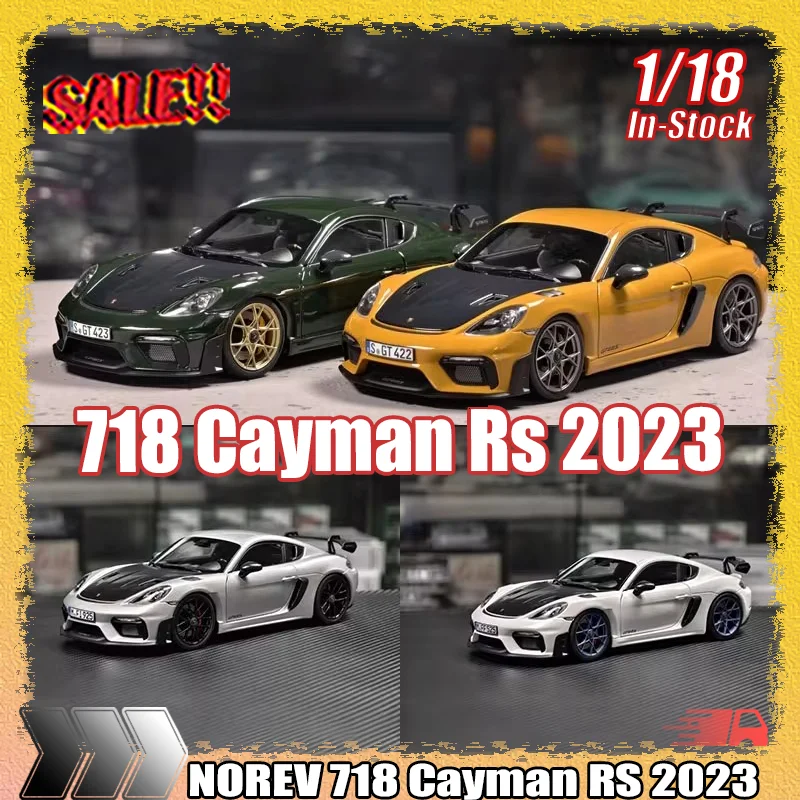Novo em estoque norev 1:18 718 cayman rs 2023 série simulação liga em miniatura modelo de carro fundido personalizado crianças brinquedo presente ornamento