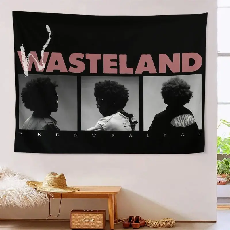 VIKAMA Rent Faiyaz Wasteland Album Black White Storyboard Portrait Tapestry, Indie Wall Art for Bedroom Decor