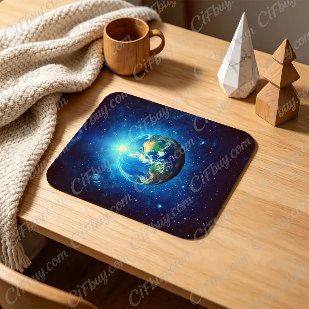 CIFbuy Mouse Pad Small Earth Space Sunrise Blue Universe Planet Print Smooth Cursor Precise Tracking Non-Slip Gaming Office Home