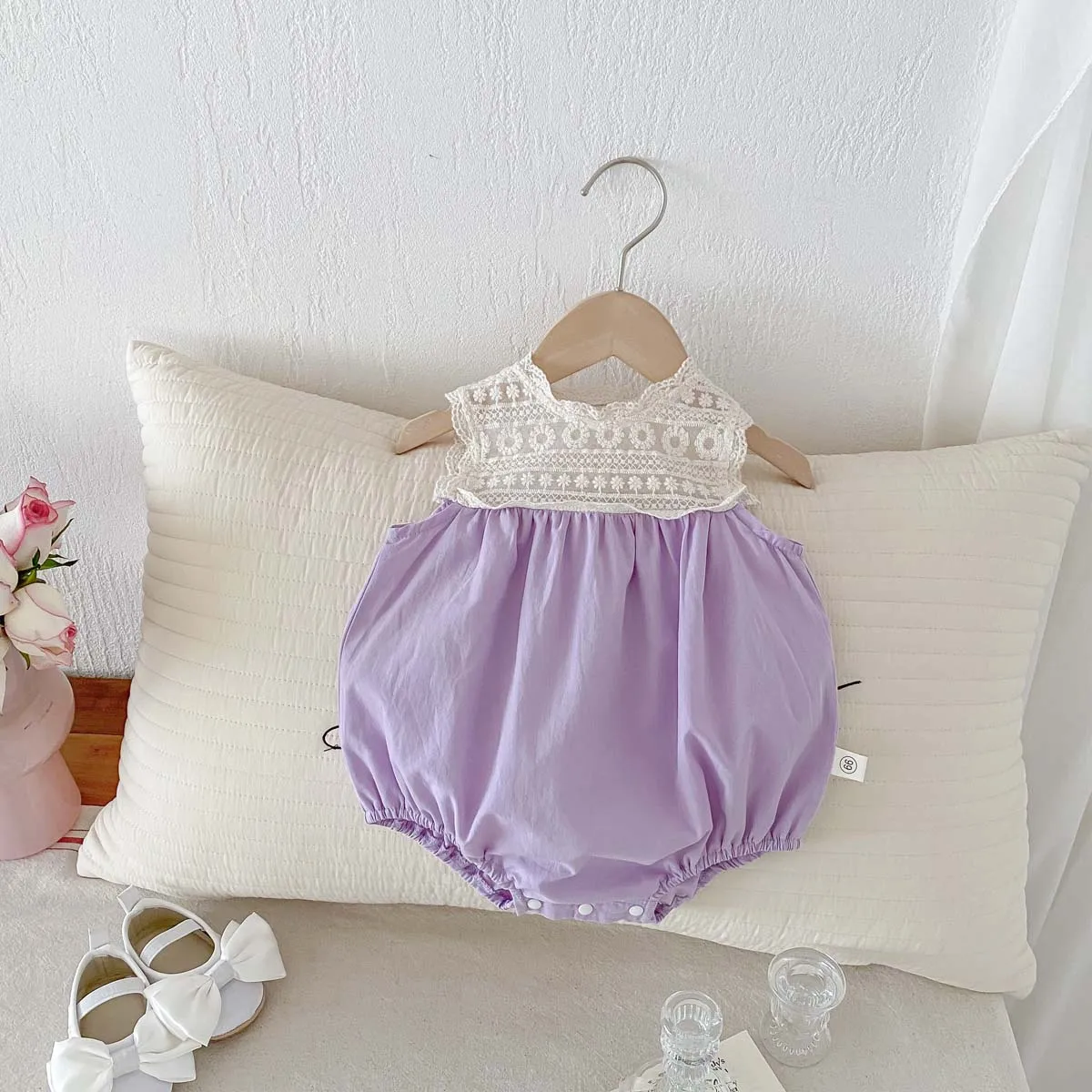 Summer Newborn Outfit Baby Romper Lace Breathable Sleeveless Baby Girl Bodysuit 0-2 Years Old