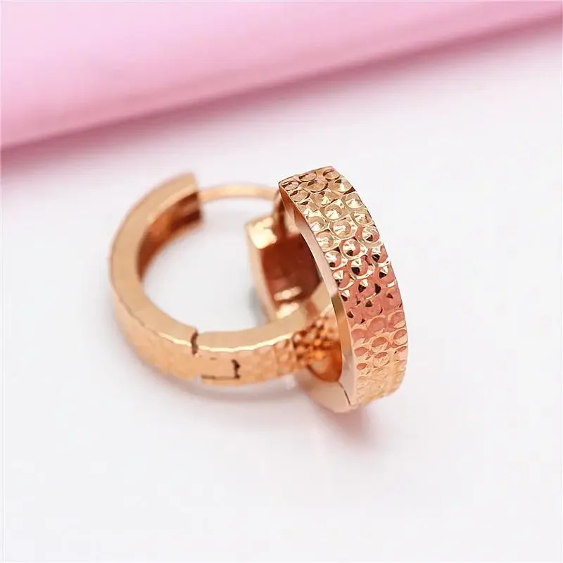 585 purple gold new geometric heavy feeling earrings for women fashion and elegant 14K rose gold ear buckle party jewelry gift