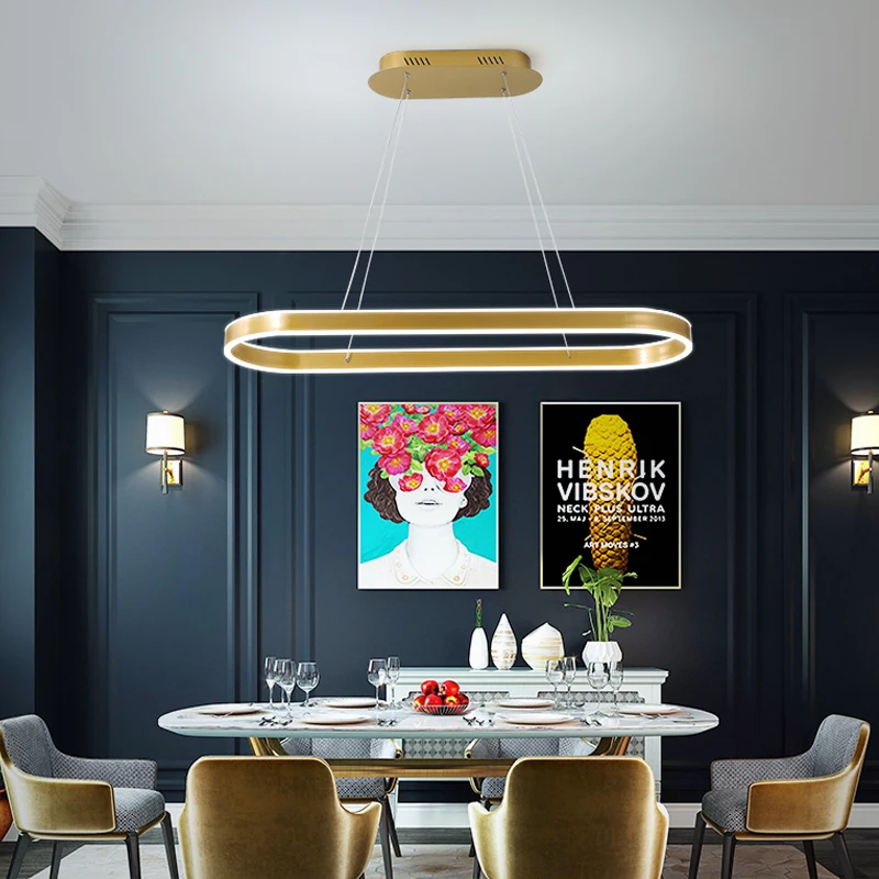 Simple Modern LED Fashionable Office Conference Room Pendant Lights Studio Bar Rectangular Oval Runway-shaped Chandelier