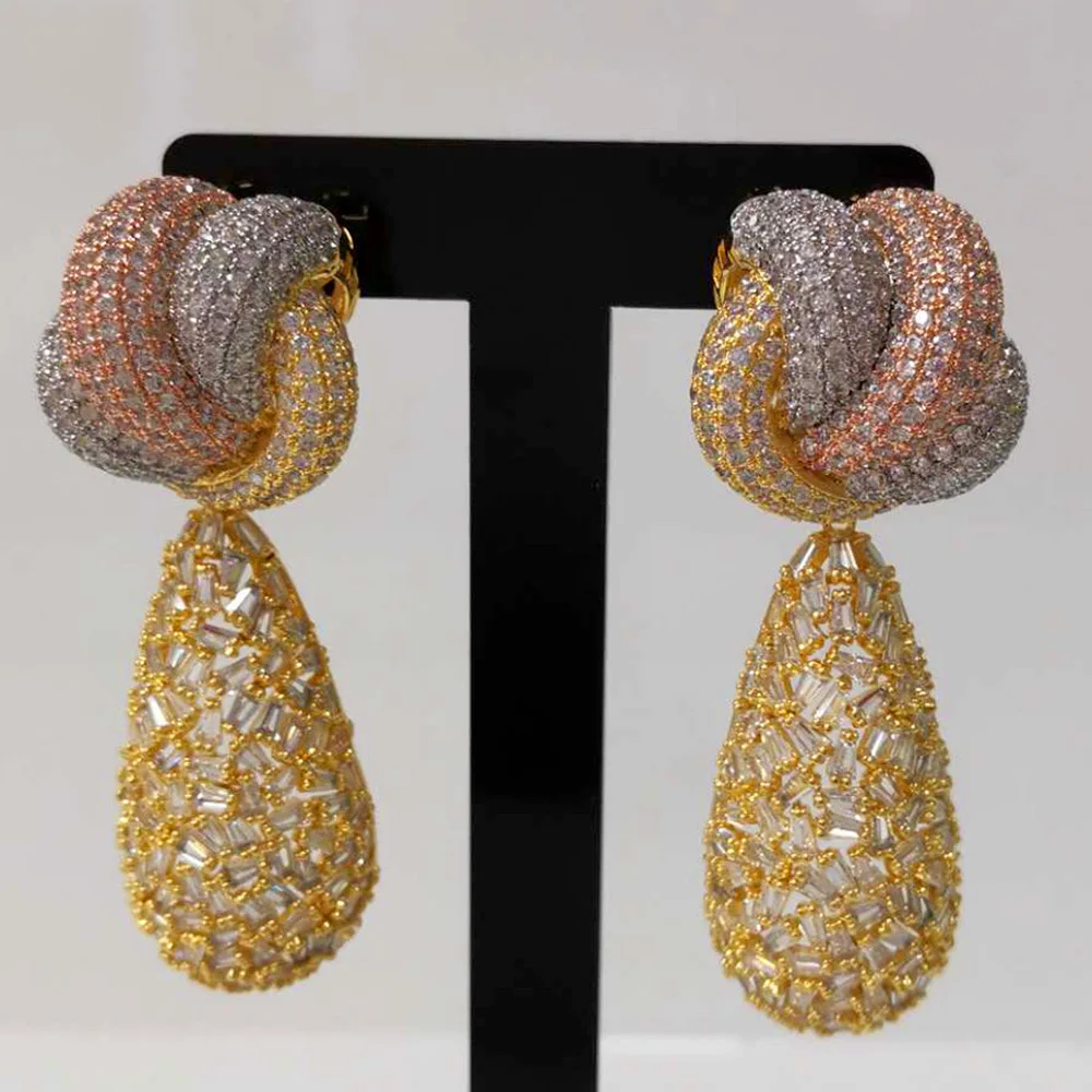 Missvikki Luxury Gorgeous Shiny CZ Earrings Wedding Party Accessories Bridal Charm  Women Lady Friends Phoebe Same Style Jewelry