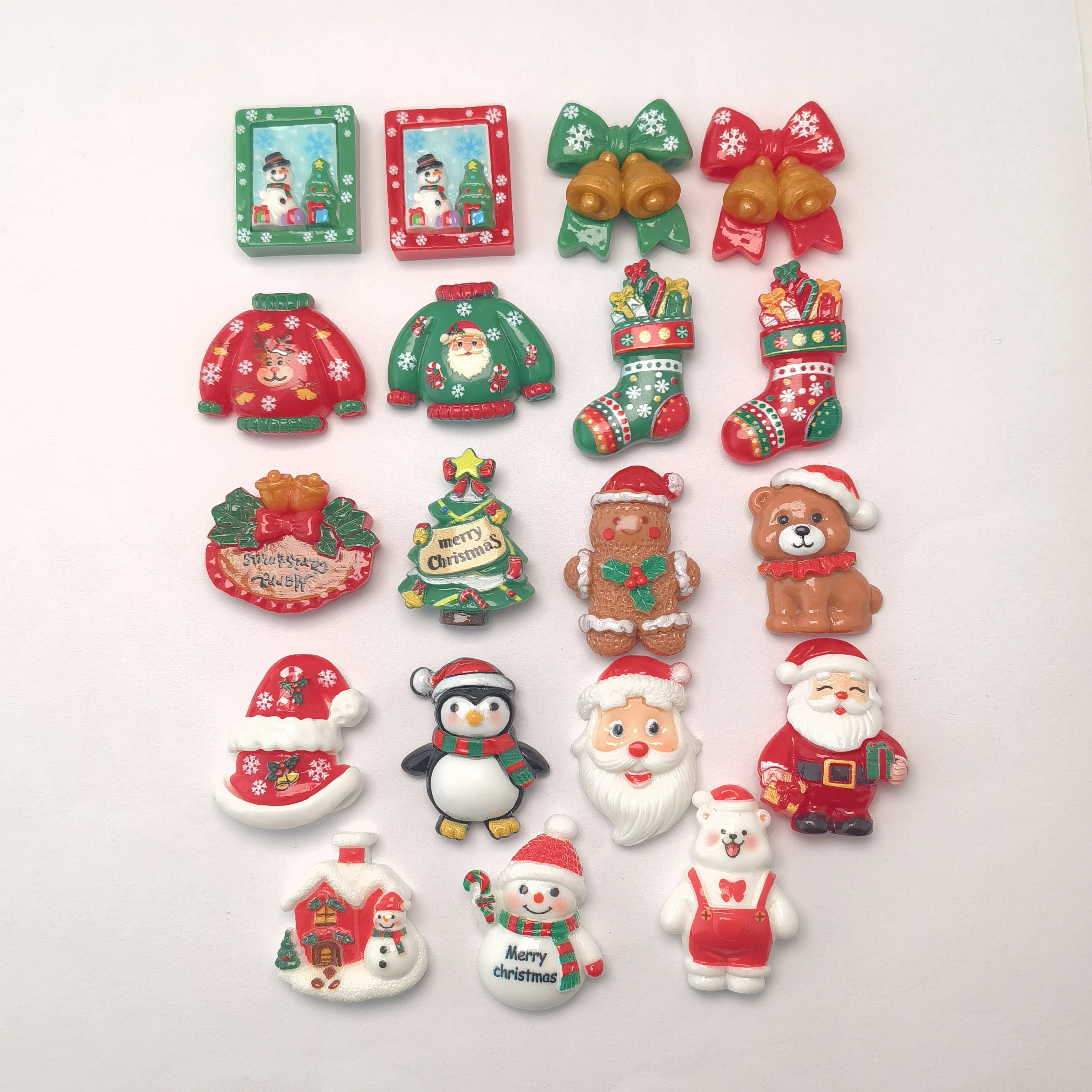 Cartoon Resin Christmas Charms Gingerbread Man Christmas Stockings Bells Snowman Christmas Earring Pendant DIY Jewelry
