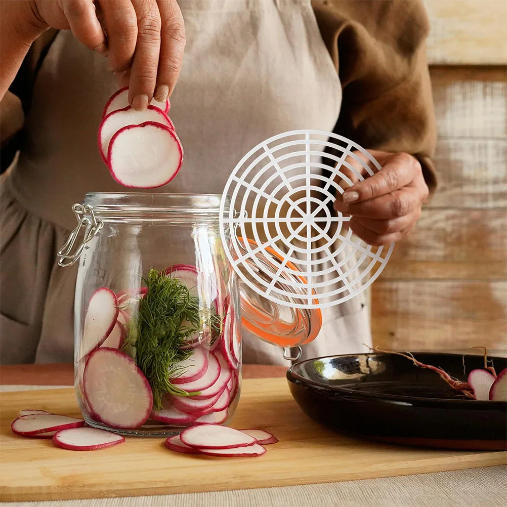 

10pcs Pickle Press For Jar: Round Fermenting Mesh Presser With Grid Design Glass Weights For Mason Jar, Canning Supplies,