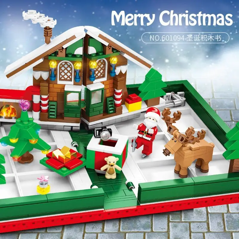 SEMBO BLOCK Batu Bata Bangunan Pohon Natal Kompatibel dengan Mainan Edukasi LEGO untuk Hadiah Natal Anak Laki-laki Perempuan