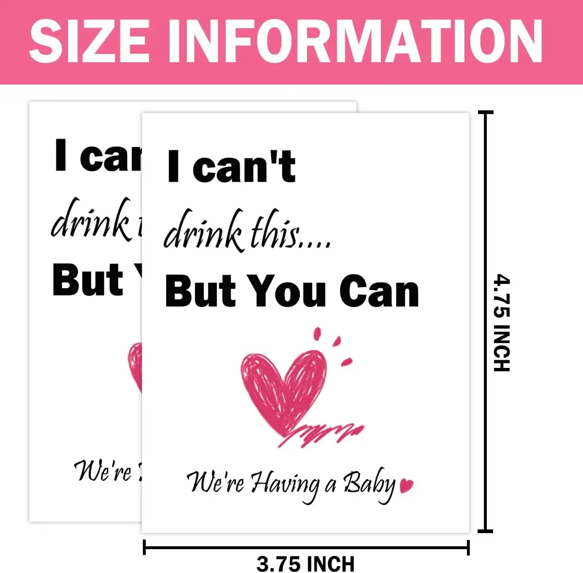 3.75*4.75inch I Can\'t Drink This But You Can Announcement Wine Labels Pregnancy Reveal Wine Bottle Label 10pcs