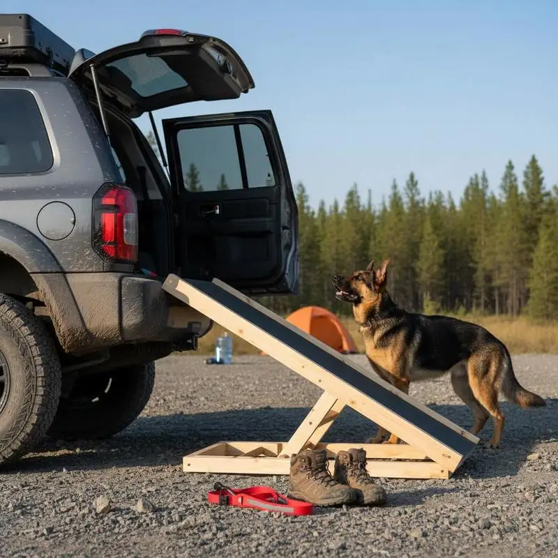 Immagine 3: Rampa per cani grigia 70x35 cm in legno di abete massiccio