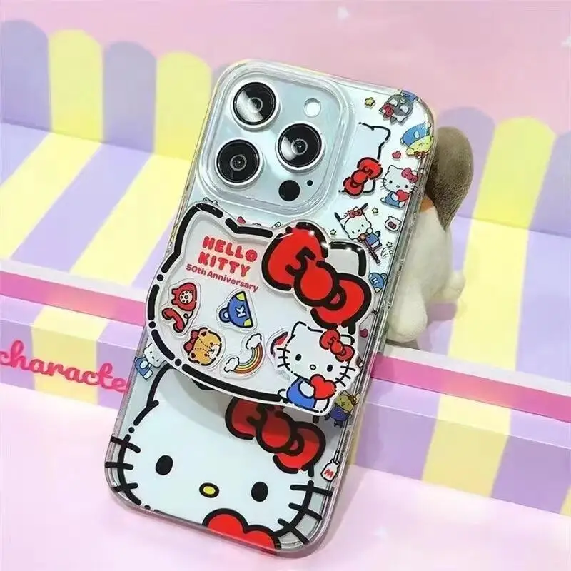 

Sanrio Hello Kitty Phone Holder Kawaii Phone Holder Adjustable Foldable Mobile Stand Telescopic Design Bracket Portable Gifts