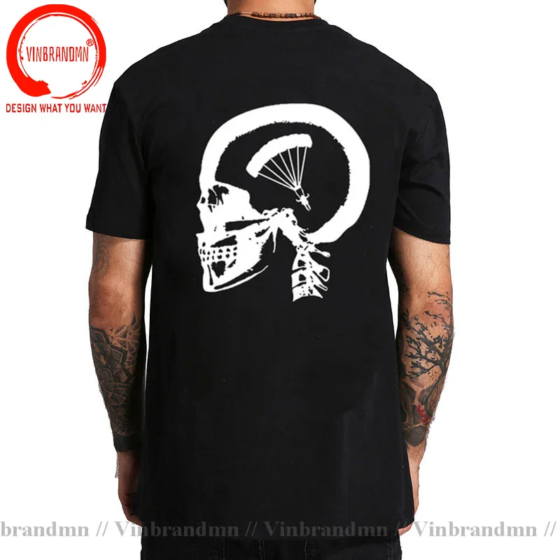 Unique Skull Design Skydiving In My Brain T-shirt Short Sleeved Cotton T Shirt Tops Tees O Neck Crazy Big Tall Plus Size 5XL 6XL