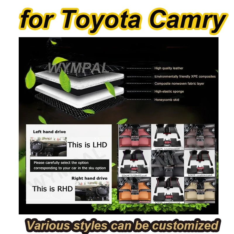

LUXURY Car Floor Mats For Toyota Camry Hybrid 2024 2023 2022 2021 2020 2019 2018 Auto Accessories Carpet Protect Cover Interior