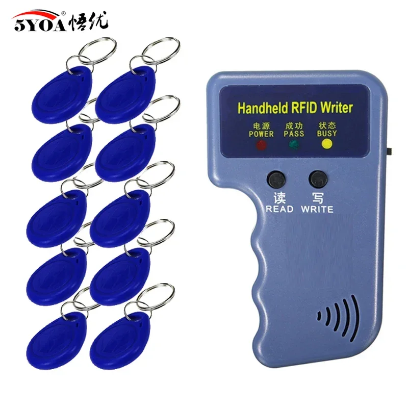 כותב כרטיסי RFID ID של 5YOA, מעתיק נייד חוזר 125KHz EM4100 5200, משכפל מתכנת T5577 ניתן לכתיבה מחדש Keyfobs Tags