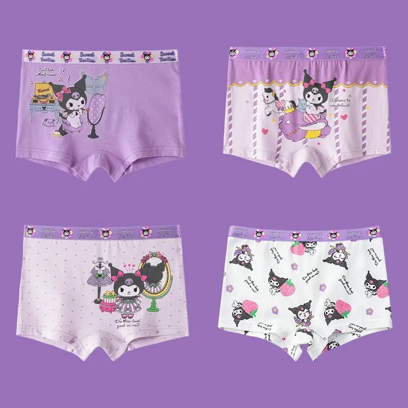 

4Pcs Kuromi Cinnamoroll Anime Kawaii Sanrio Children Underwear Cotton Short Boxer Cute My Melody Baby Triangle Pants Kids Gifts