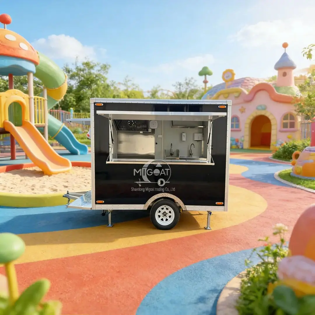 

Customizable Commercial Mobile Food Cart for Outdoor Milk Tea Coffee Snack Vending with Sink And Workstation