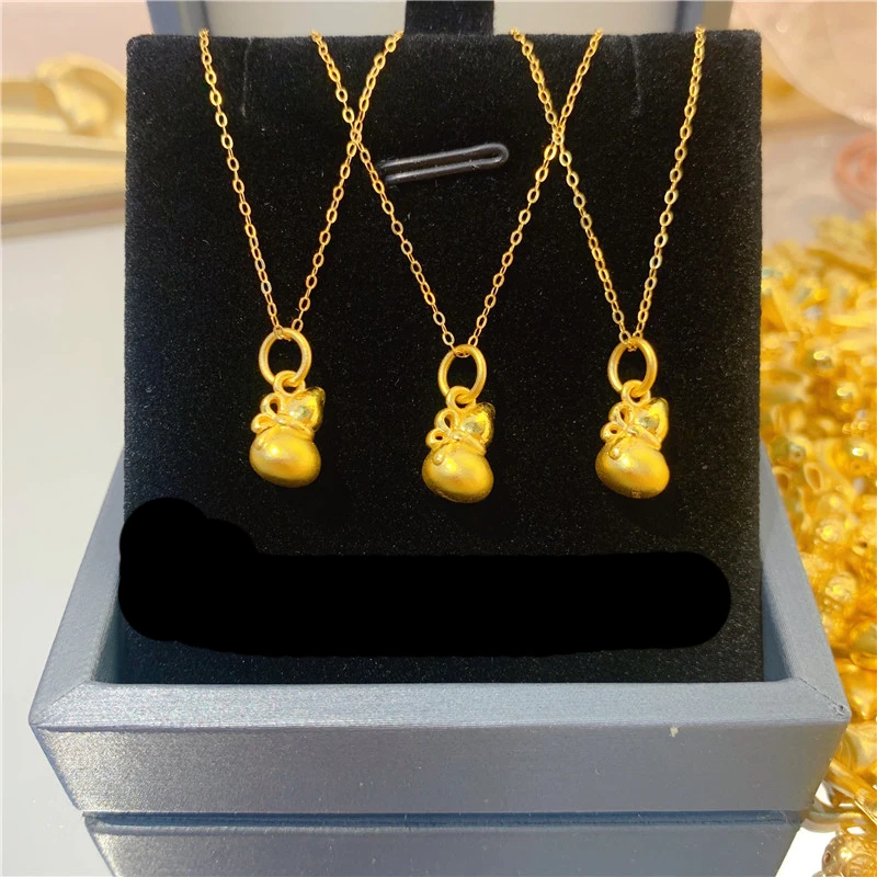 

FINE 999 24K Yellow Gold Pendant 3D Gourd Necklace Pendant 1PCS