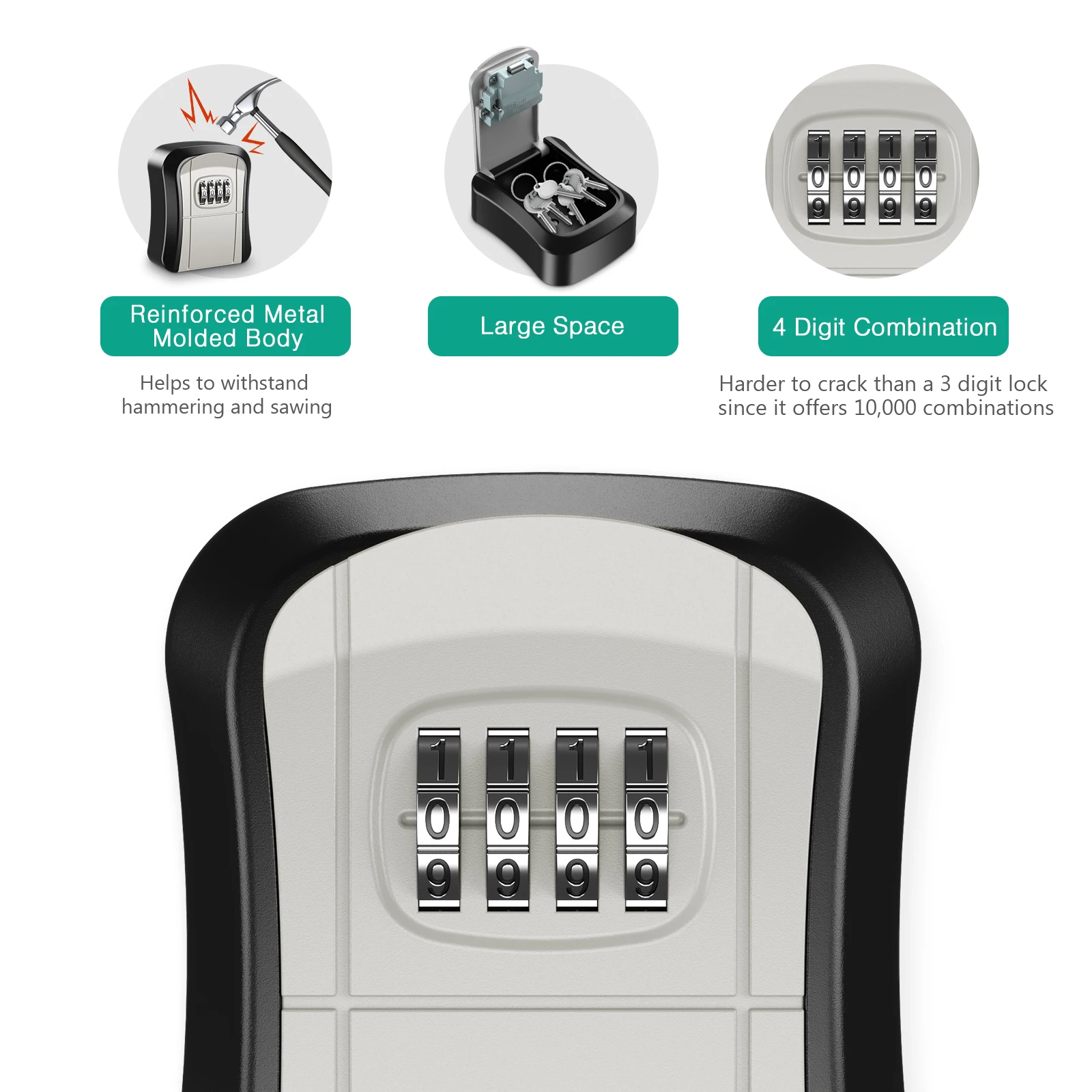 ORIA-caja de contraseña montada en la pared, almacenamiento de llaves de seguridad, resistente a la intemperie, cerradura de seguridad para exteriores