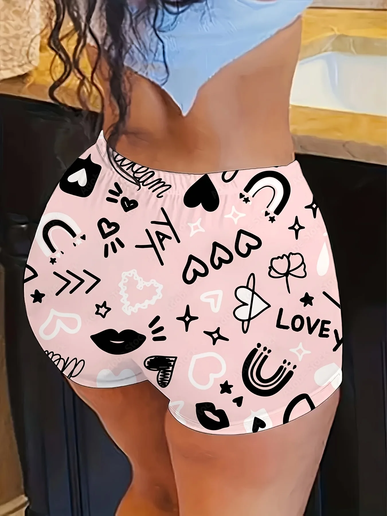 

Женские эластичные узкие леггинсы с эластичным поясом Y2K Love Yoga Pants с ярким цельным принтом, летняя повседневная одежда