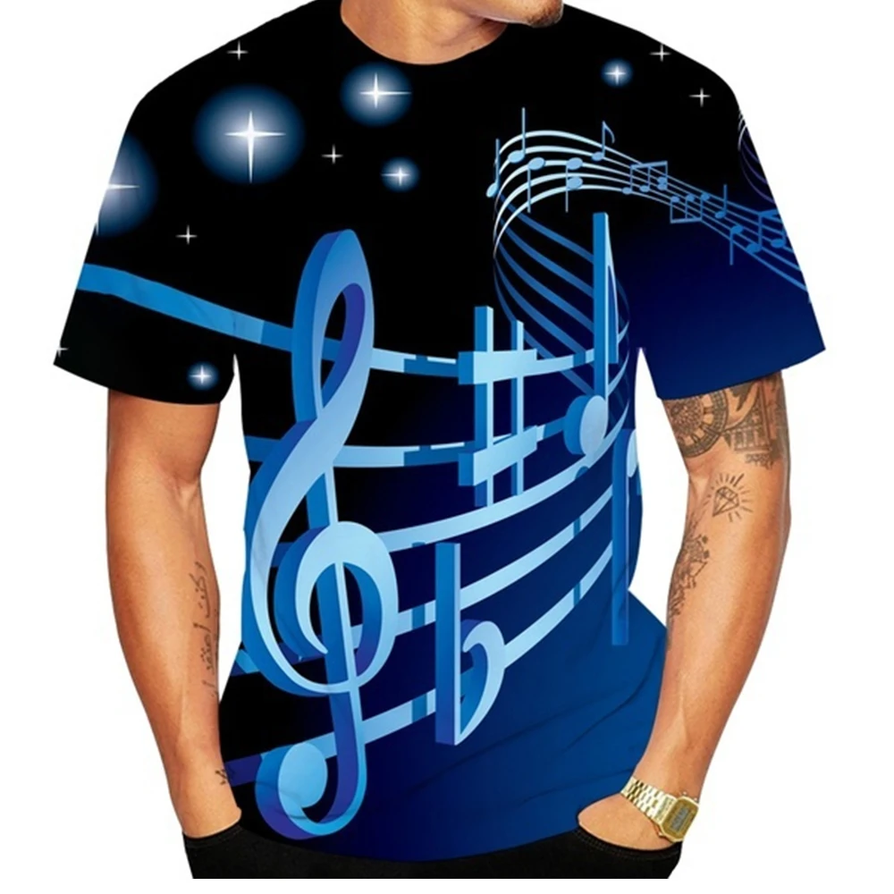 Newest Fashion Music Notes Womens/Mens Funny 3D Print T-Shirt Casual T Shirt for Unisex Men Clothing Kids Tops Oversized