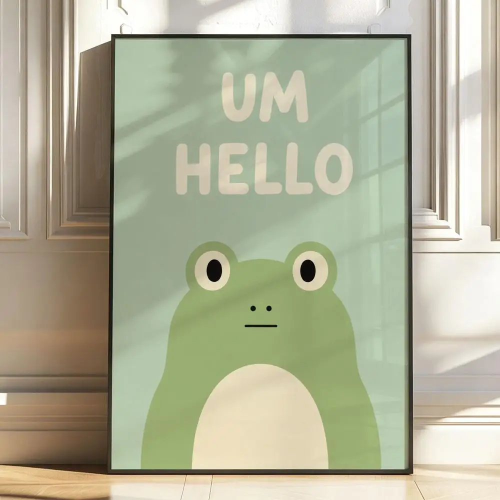 Funny Kawaii Animal Poster Stickers Painting Self-Adhesive HD Art for Bedroom Living Room Home Decor Wall Decals Gift