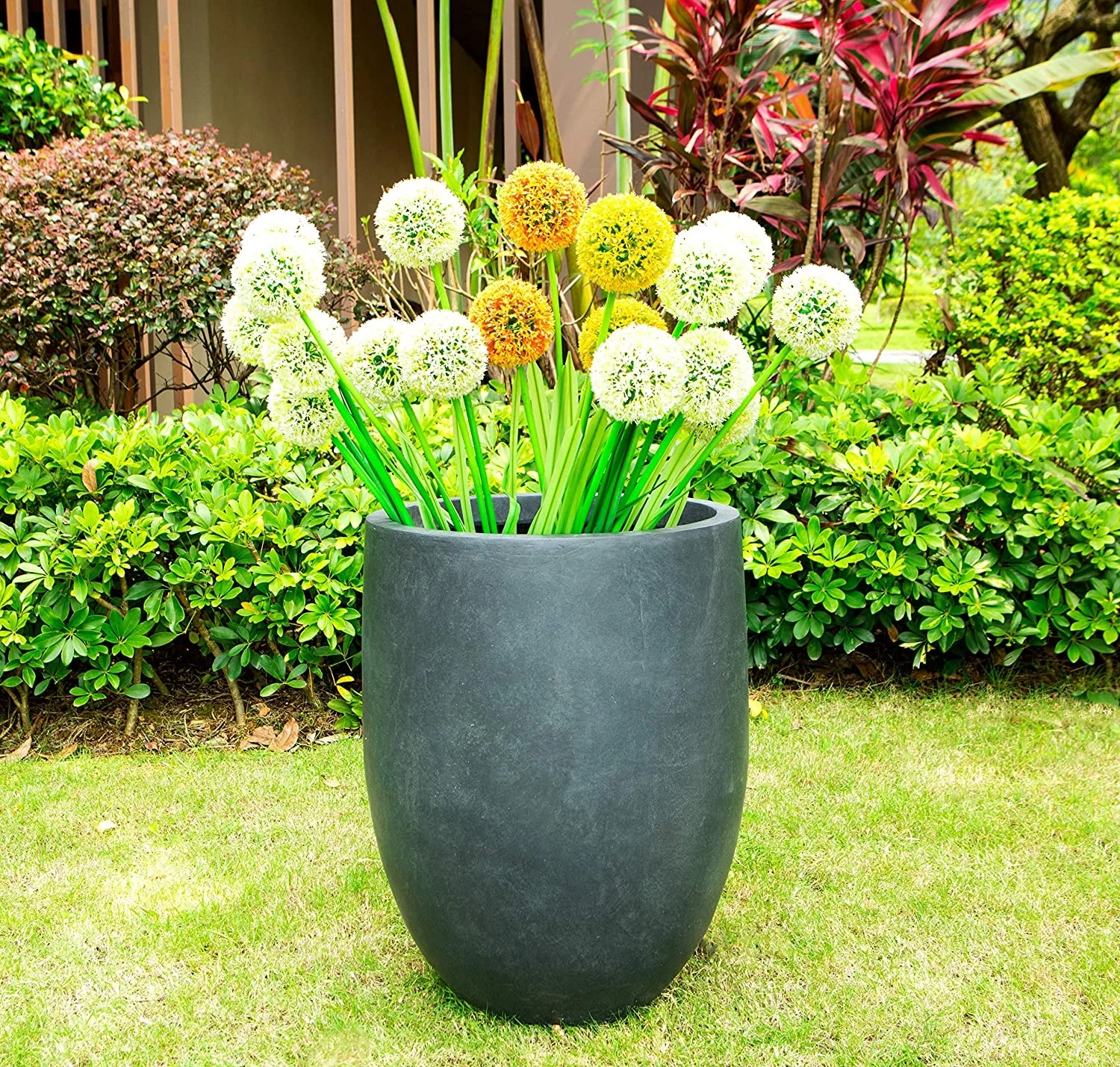 Wholesale Round Extra Large Garden Fiberglass Flower Pot Concrete Outdoor Plant Pots for Livingroom