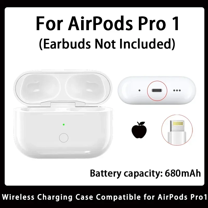 Vervanging van draadloze oplaadcassette voor originele Airpods Pro 1/2/3 generatie, vervanging van de opladerdoos met 【USB Type C】 Opladen