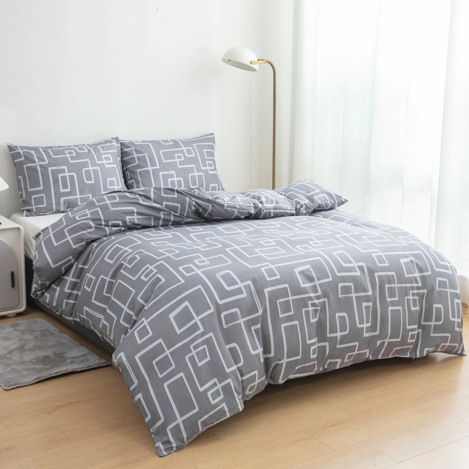 Striped Pattern Bedspread 3-Piece Set, Ultra-Soft, Comfortable and Breathable Bedding Duvet Set, Suitable for Bedrooms and Guest Rooms (Bedspread + Pillowcases, Without Comforter and Pillow Inserts) for All Seasons, Machine Washable