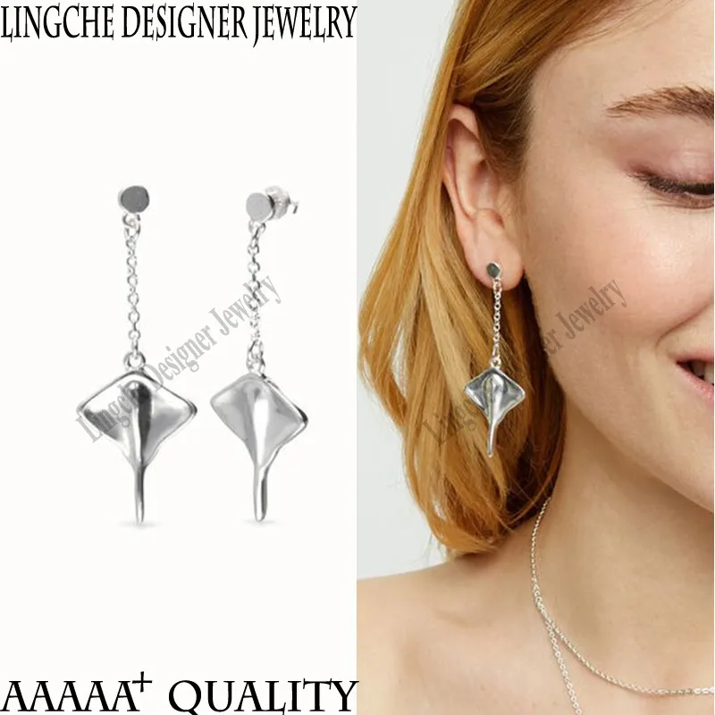 Popular Niche Designer Jewelry Personality Manta Ray Body Chain Drape Earrings Pendant Necklace set Women's Luxury Party Gift