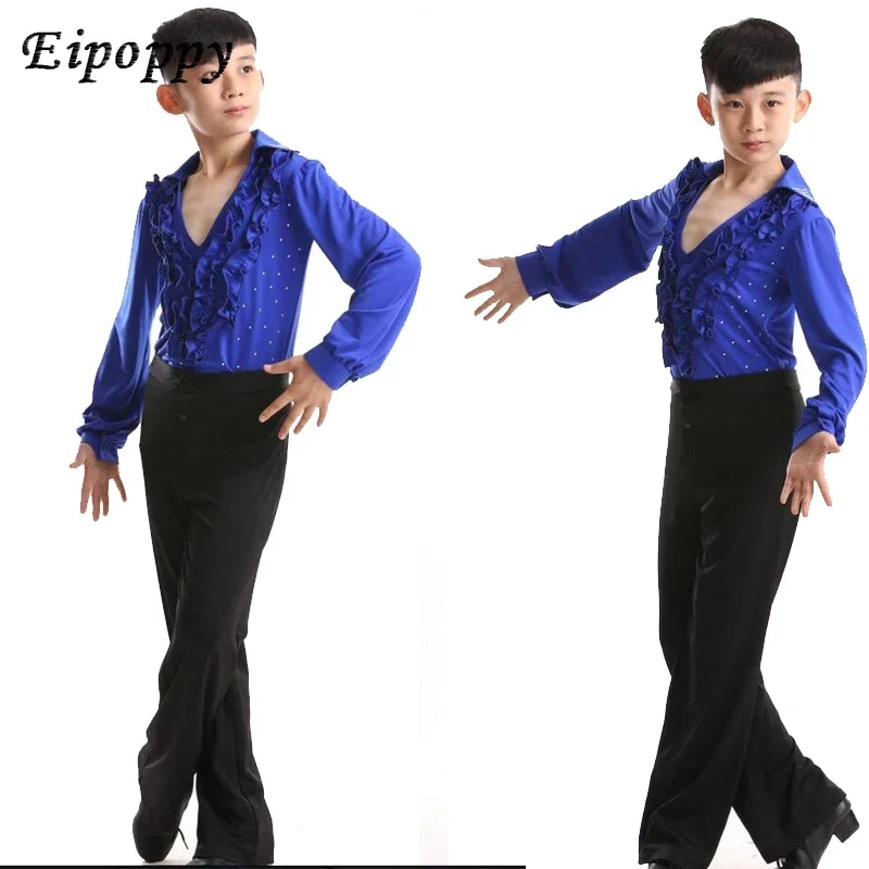 男性と男の子のためのlatin salaダンスコスチューム、子供のためのボールルームの実行、パーティーダンスの衣装、トップスとパンツ、アメリカ人