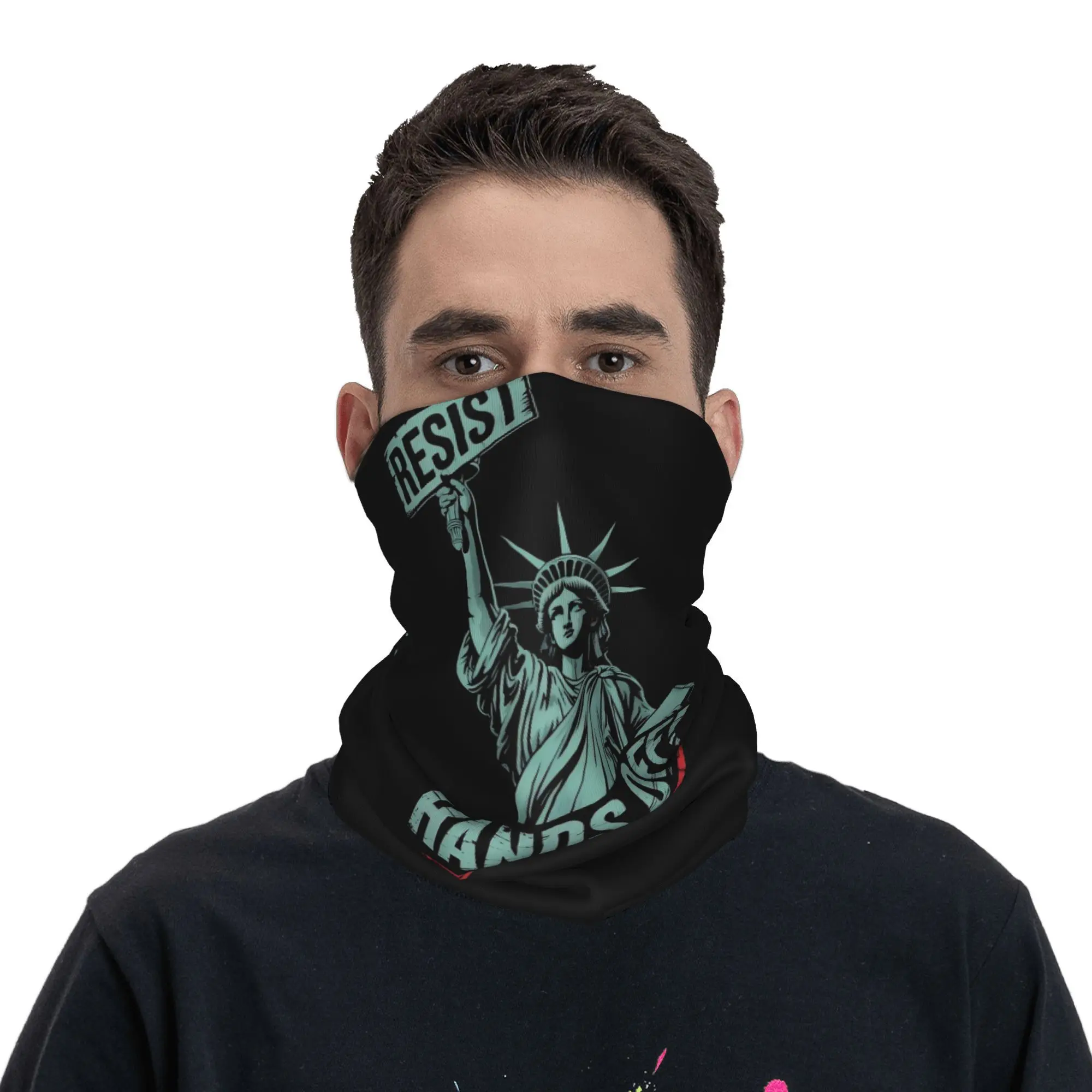 

Hands Off Protest Anti Fascist Bandana Neck Gaiter Printed Balaclavas Face Scarf Multifunctional Headwear Running Adult Winter