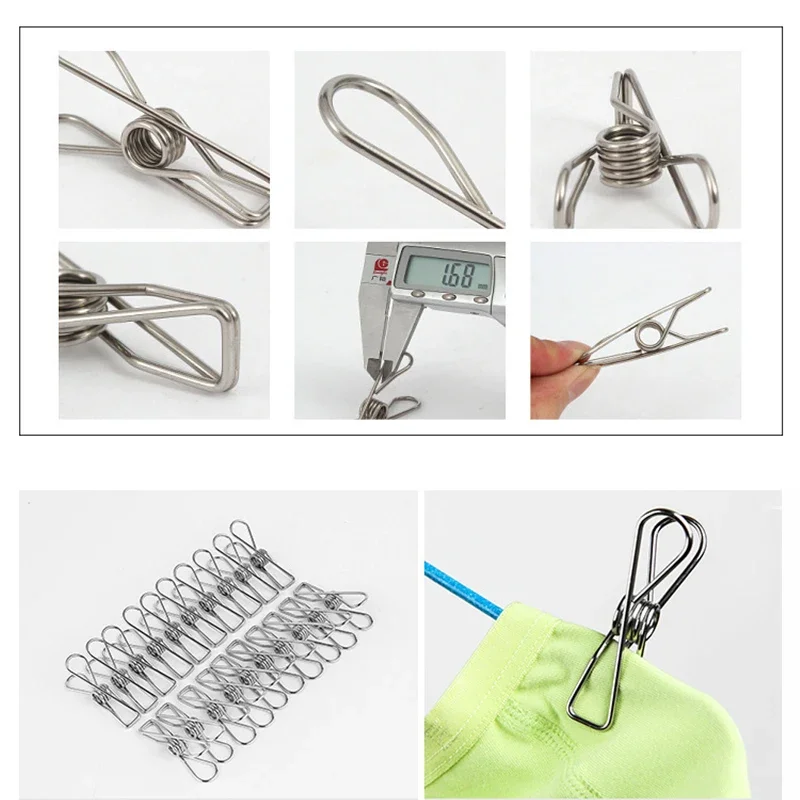 

50-100pcs Stainless Steel Clips Clothes Pins Pegs Holders Clothing Clamps Sealing Clip Household Clothespin Clips for Hangers