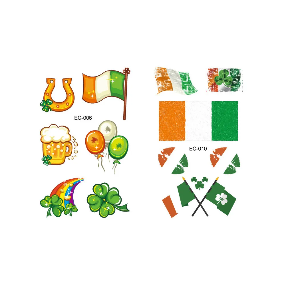 

10 Sheets Shamrock Stickers Round Leaves Decoration Arm Body Patricks Day Self-adhesive Glitter for Craft