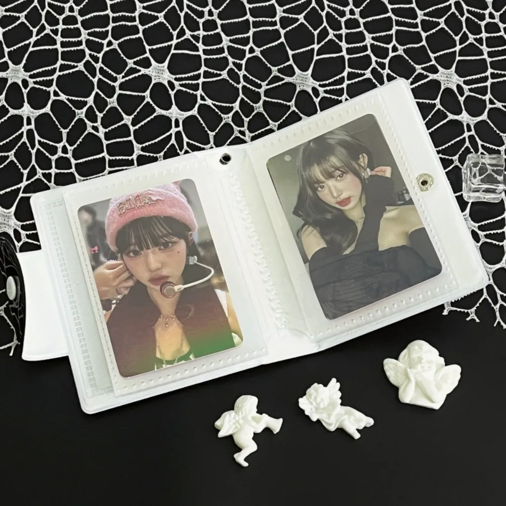 Mini Black Card Album PVC 3-3.5 Inch Photocard Binder with 16 Internal Pages Gothic Dark Style Idol Card Collect Book Unisex