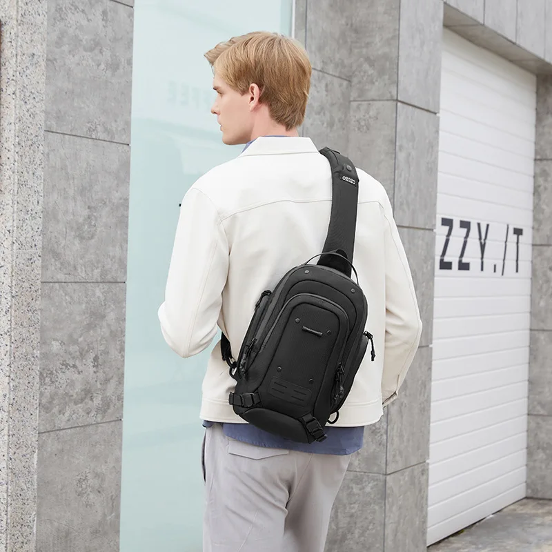 Oxford fabric durable men's chest bag with multiple pockets, large capacity, waterproof, portable and high-end men's bag