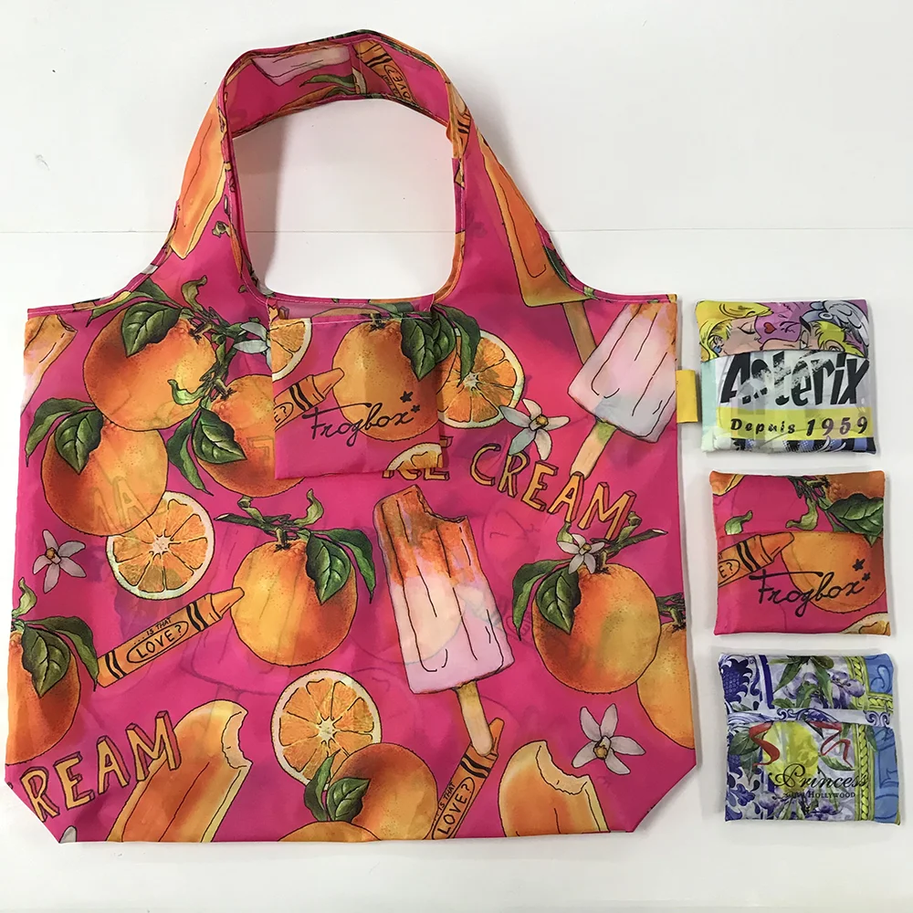 بيع المصنع مباشرة حقيبة البقالة البوليستر المعاد تدويرها القابلة لإعادة الاستخدام متعددة الوظائف حقيبة تسوق متينة قابلة للطي مع حقيبة مربعة #1