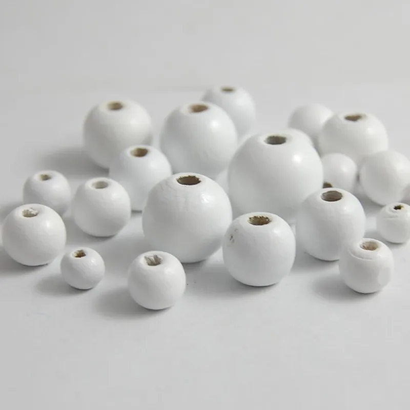 10/12/14/16/18/20/25mm White Round Wooden Beads Spacer Beads Eco-friendly DIY Custom Crafts Bracelet Jewelry Accessorie