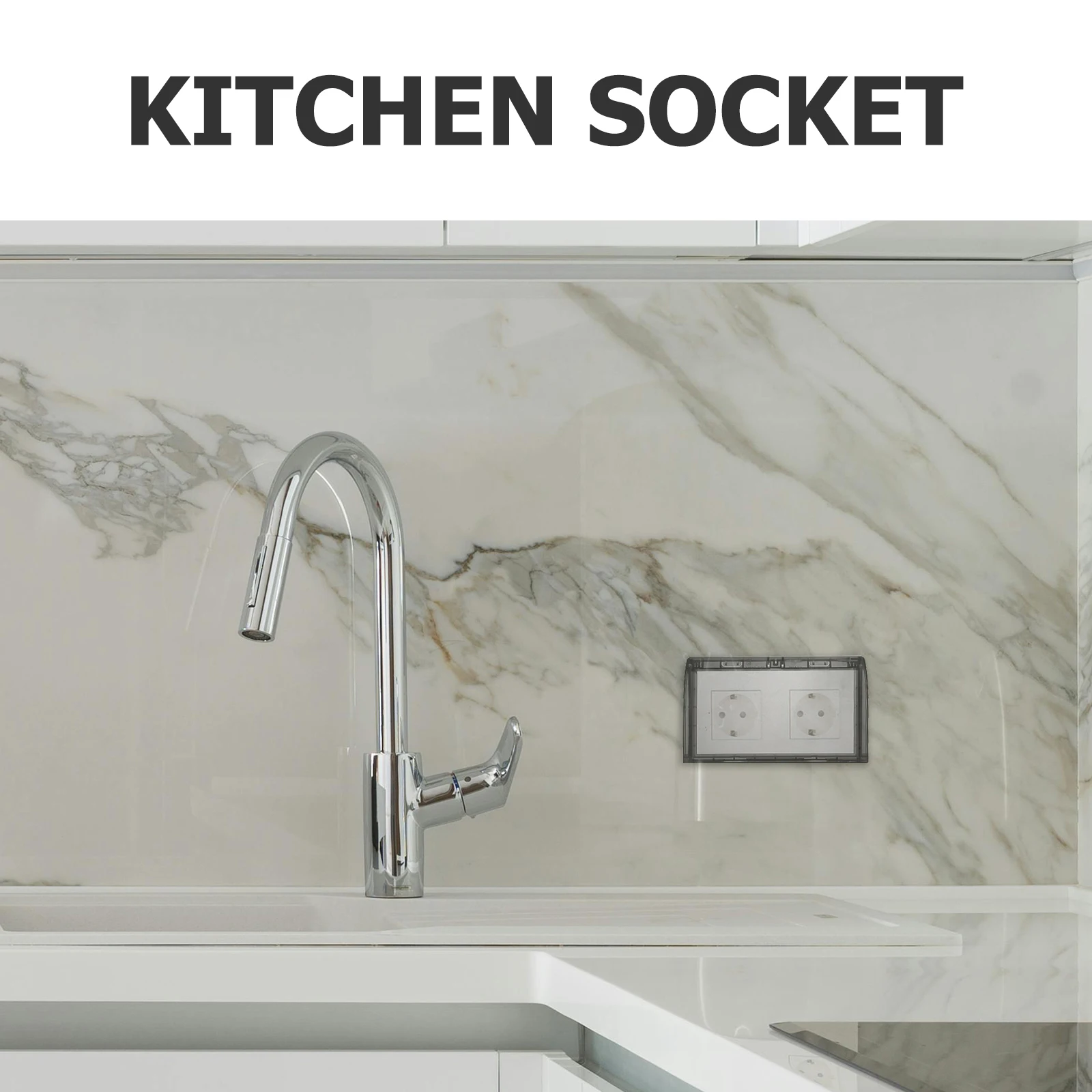 

2Pcs Waterproof Socket Protector Outlet Cover Self Adhesive Double Slot Splash Proof Box for Kitchen Bathroom Outlet Protector