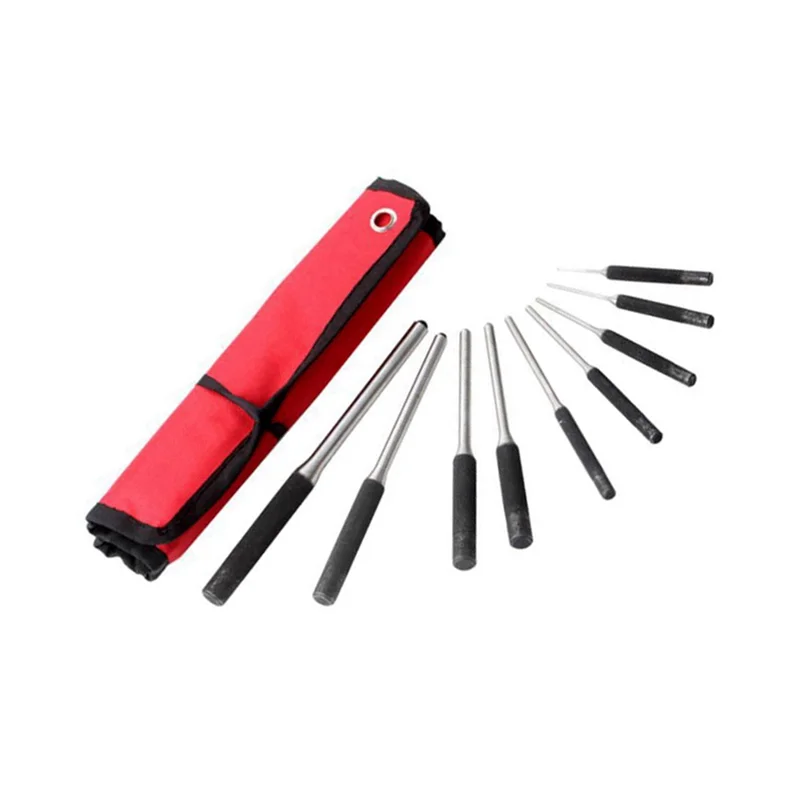 

A79Z-9-Piece Steel Multi-Size Round Heads Pin Impact Set Professional Hollow End Driver Chisel Tool