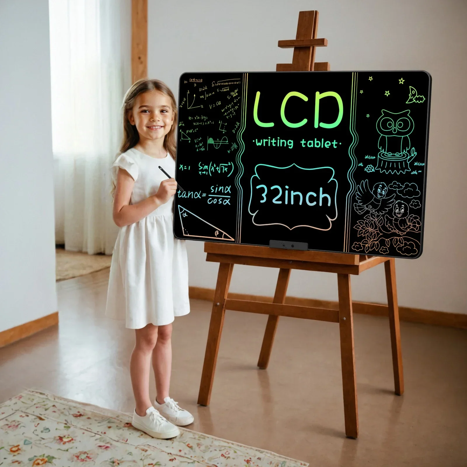 Tavoletta da scrittura LCD ricaricabile da 32 pollici/20 pollici, tavoletta da disegno di dimensioni enormi Doodle Board con schermo colorato Eye-Care per il giocattolo del capretto